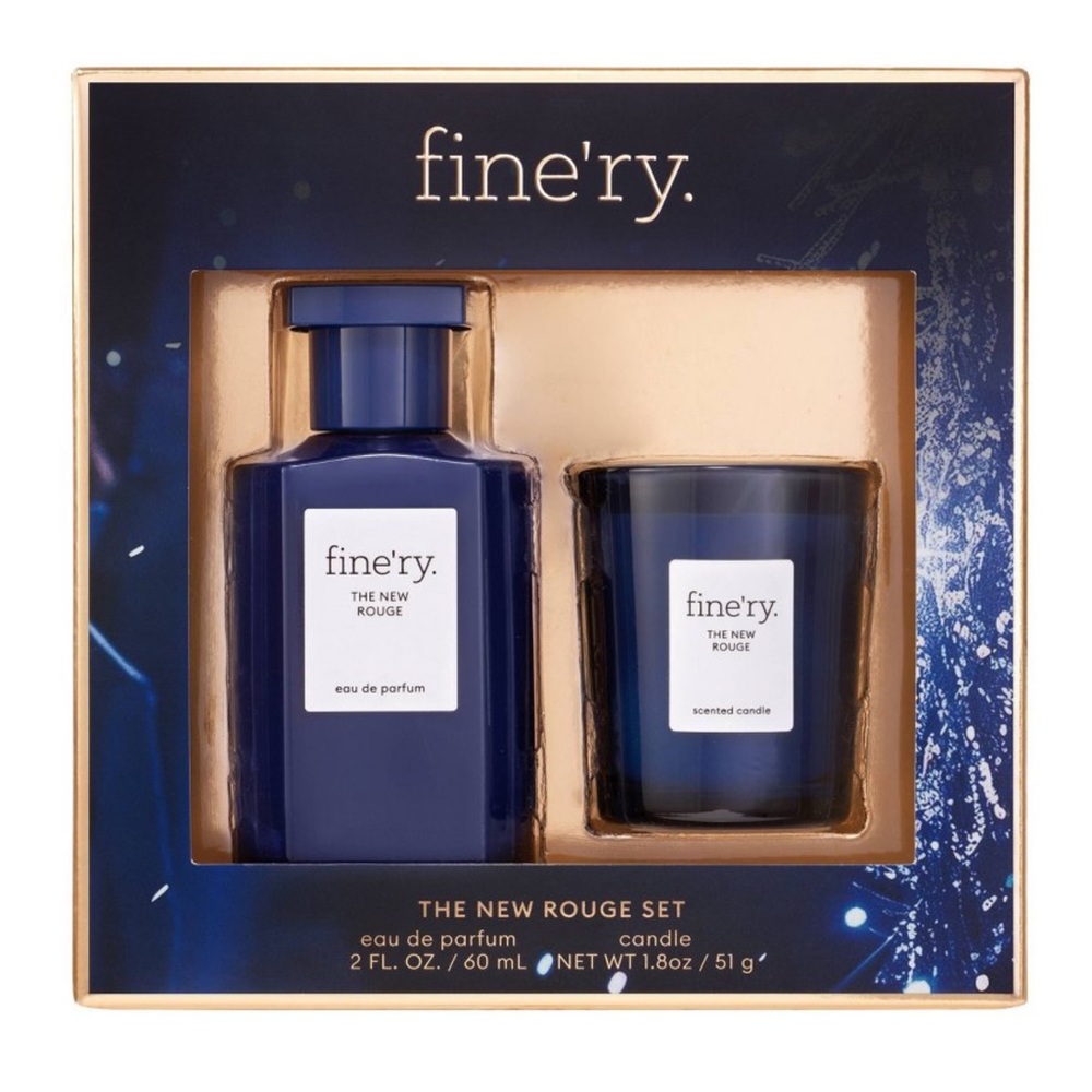 ☀️NEW fine'ry. Full Size EDP + Mini Candle Gift Set - The New Rouge - 2pc